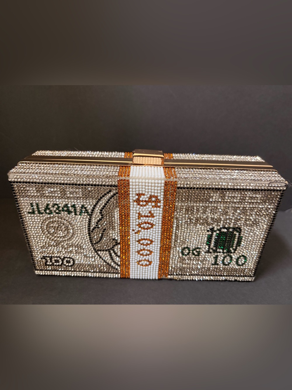 💰💎Crystal-Embellished Money Bill Clutch with Beaded Strap - Picture 3 of 5